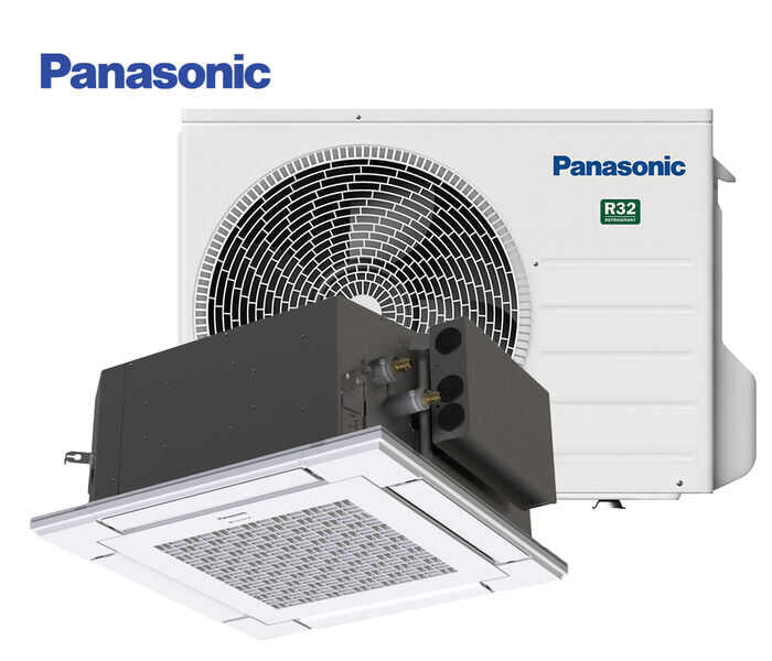 Panasonic cassette AC, ceiling-mounted air conditioner, energy-efficient HVAC, residential cassette system, commercial ceiling AC