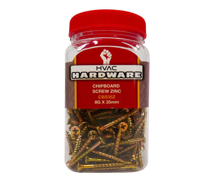 CHIPBOARD SCREW ZINC 8Gx35mm JAR 200 CBS35Z